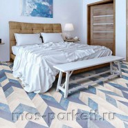 Замковое напольное пробковое покрытие Corkstyle Chevron Blue