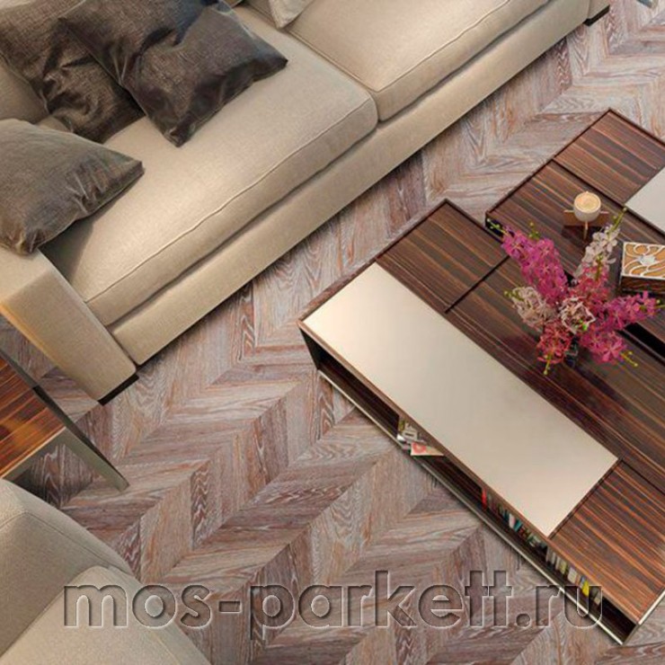 Замковое напольное пробковое покрытие Corkstyle Chevron Brown