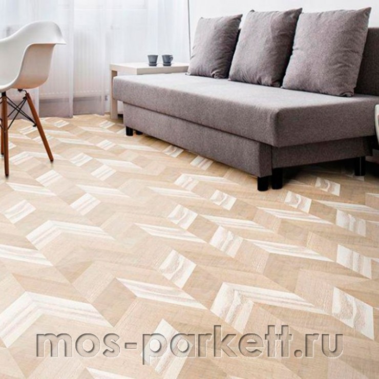 Клеевое напольное пробковое покрытие Corkstyle Chevron Creme