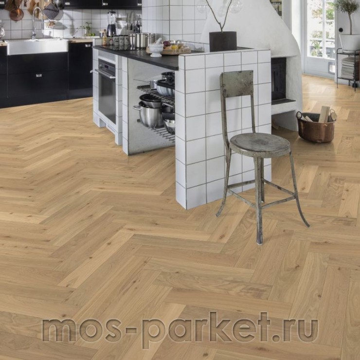Английская елка Kahrs Herringbone Дуб CC Dim White Lively