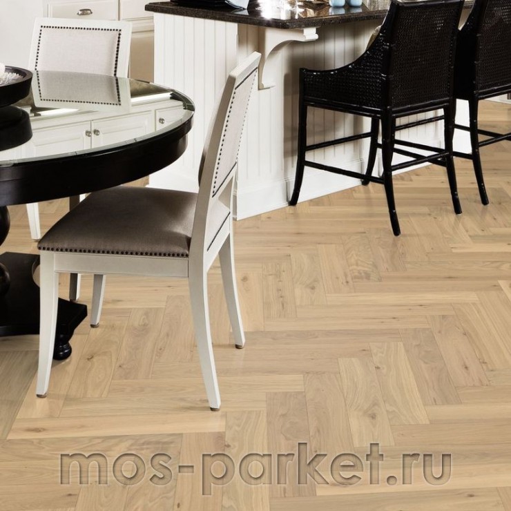 Английская елка Kahrs Herringbone Дуб CC Dim White Lively