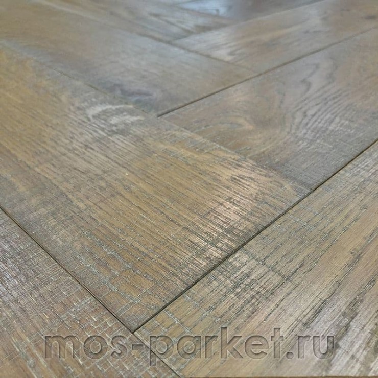 Английская елка Kahrs Herringbone Дуб CC Vintage White Lively