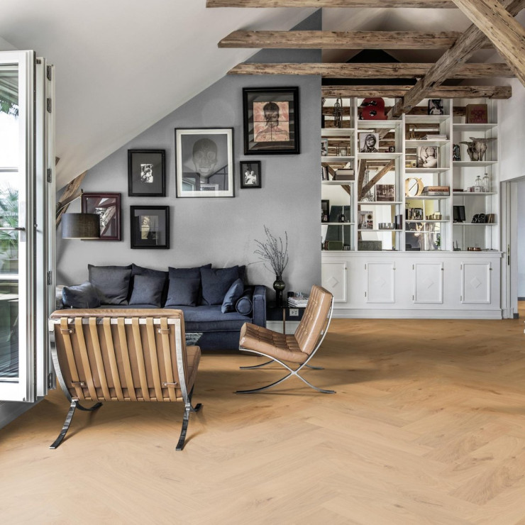 Английская елка Kahrs Herringbone Дуб Natural CD Matt