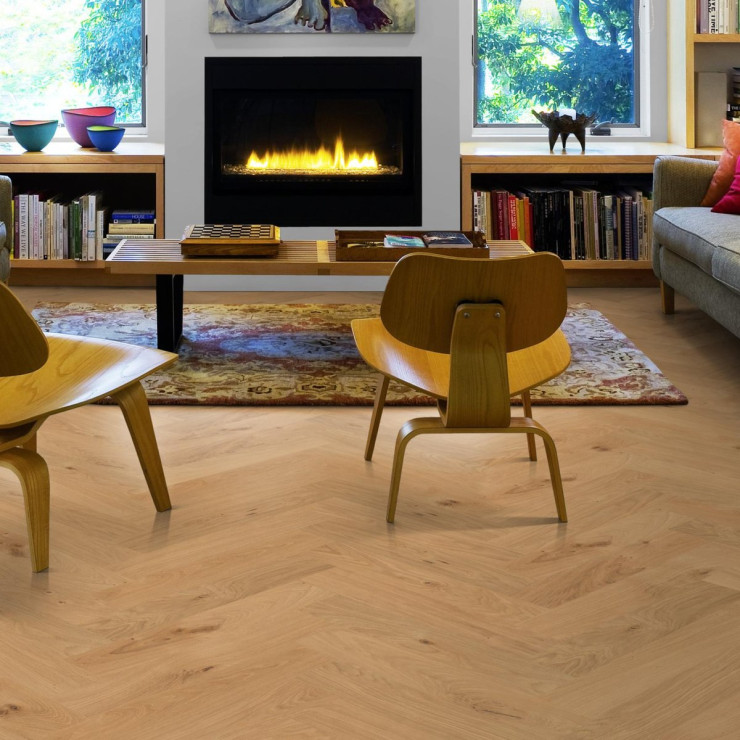 Английская елка Kahrs Herringbone Дуб Natural CD Matt