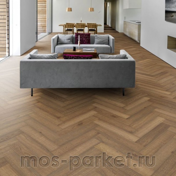 Английская елка Kahrs Herringbone Дуб CD Smoked Lively