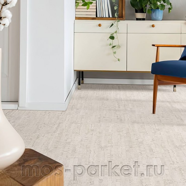 Клеевое напольное пробковое покрытие Corkstyle Eco Cork Linea White