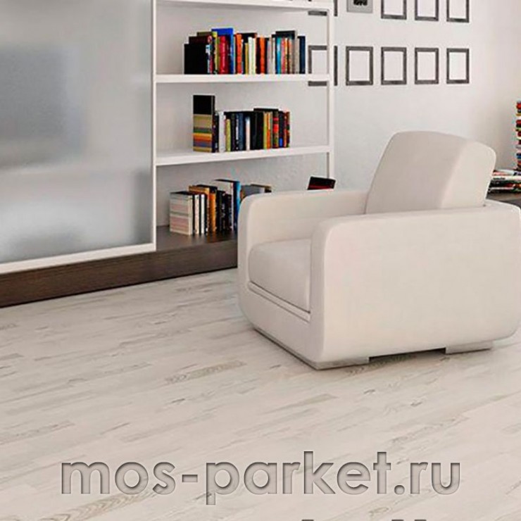 Клеевое напольное пробковое покрытие Corkstyle Wood Esche Weiss