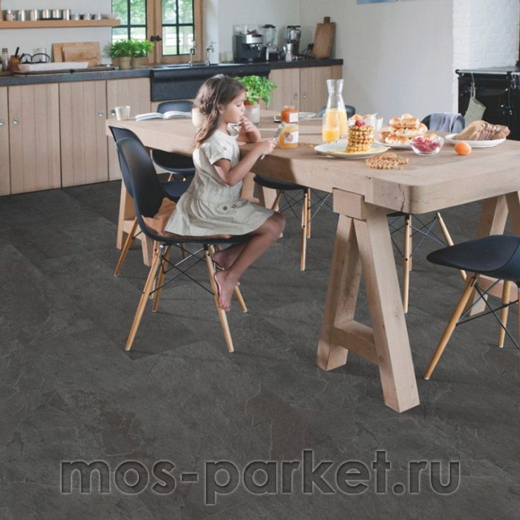 Замковый виниловый пол Quick-Step Alpha Vinyl Oro AVSTU40035 Сланец чёрный