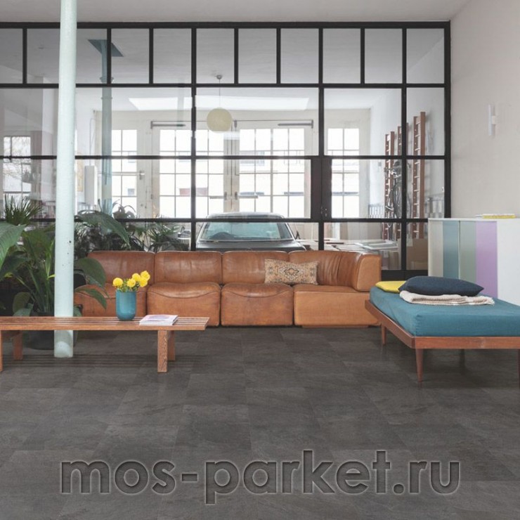 Замковый виниловый пол Quick-Step Alpha Vinyl Oro AVSTU40035 Сланец чёрный