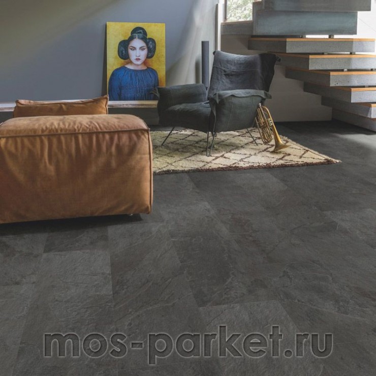 Замковый виниловый пол Quick-Step Alpha Vinyl Oro AVSTU40035 Сланец чёрный