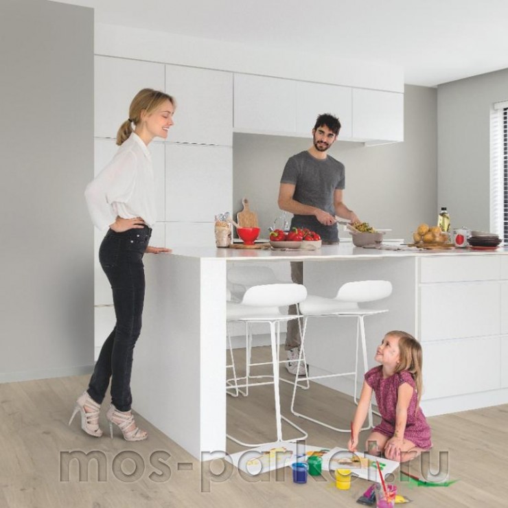 Замковый виниловый пол Quick-Step Alpha Vinyl Bloom AVMPU40103 Дуб хлопковый бежевый