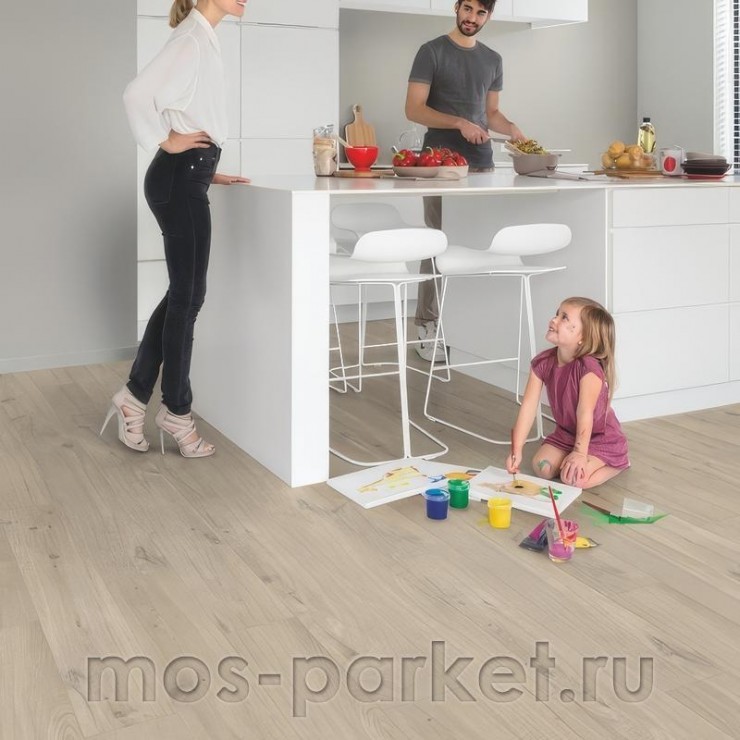 Замковый виниловый пол Quick-Step Alpha Vinyl Bloom AVMPU40103 Дуб хлопковый бежевый