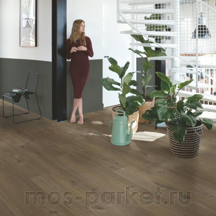 Клеевой виниловый пол Quick-Step Vinyl Flex Fuse SGMPC20330 Дуб льняной тёмно-коричневый