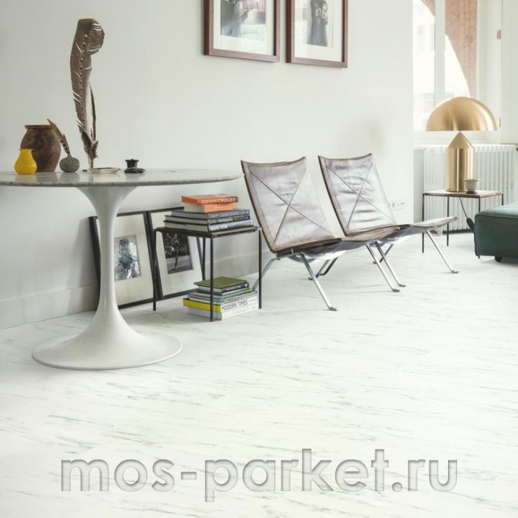 Замковый виниловый пол Quick-Step Alpha Vinyl Oro AVSTU40136 Мрамор каррарский белый